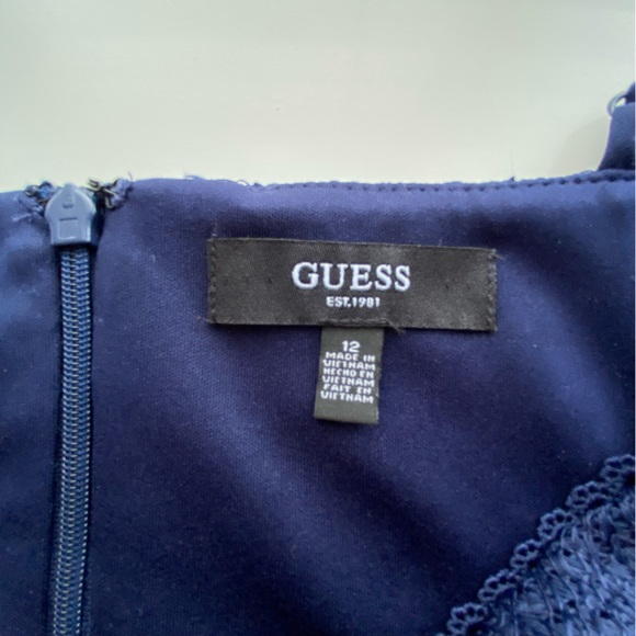 GUESS Navy Blue Lace Fit and Flare Dress Size 12 - Picture 11 of 17